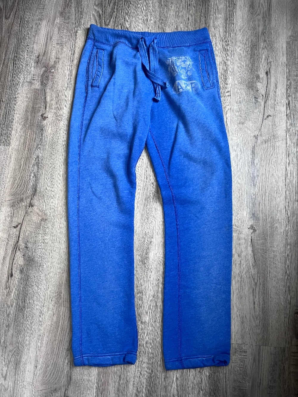 Vintage Abercrombie and Fitch Sweatpants Mens Fitch Logo Y2K blue fade Size L